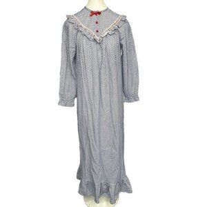Jennifer Dale Vintage Nightgown 7 Blue Gingham Full Length Cottagecore USA New